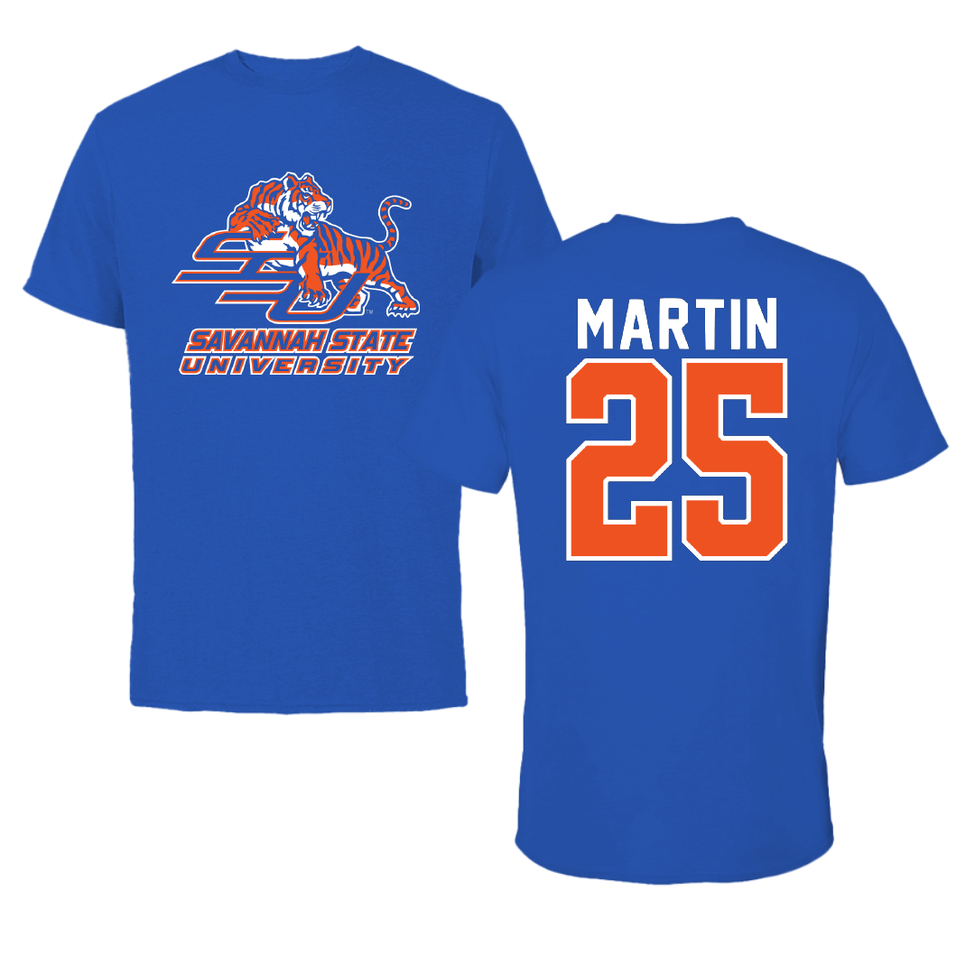 Savannah State University Softball Blue Performance Tee - #25 Madison Martin