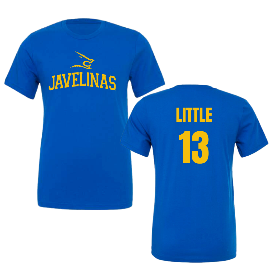 Texas A&M University-Kingsville Basketball Blue Tee - #13 Zyon Little