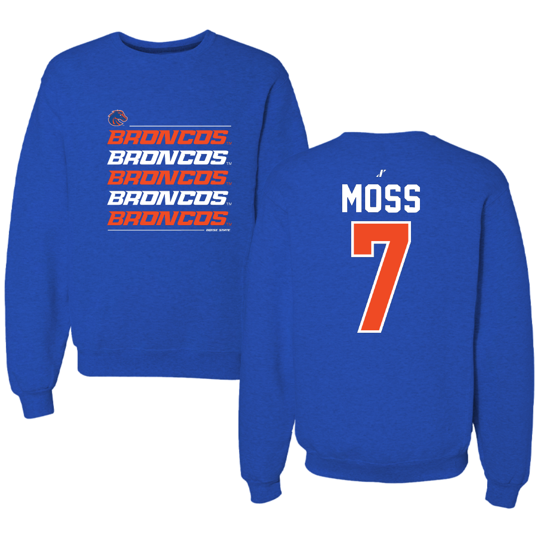 Boise State University Beach Volleyball Blue General Crewneck - #7 Addison Moss