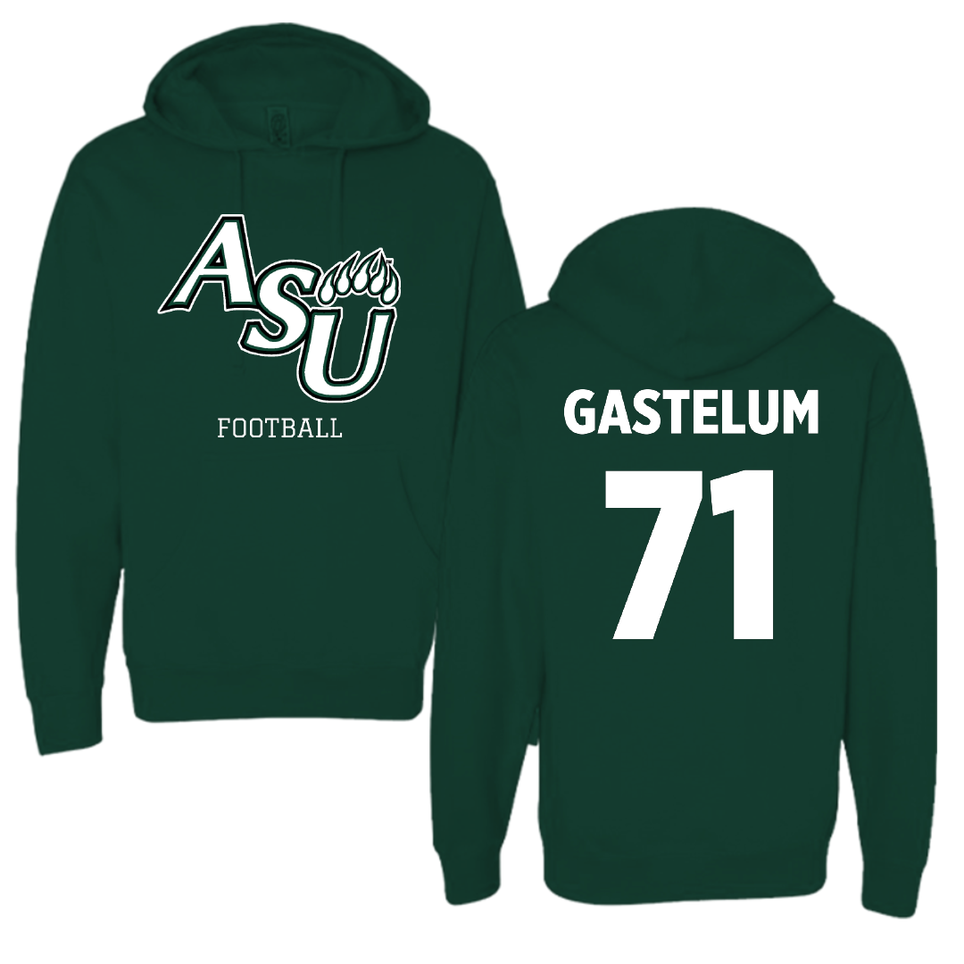 Adams State University Football Forest Green Block Hoodie - #71 Luis Gastelum