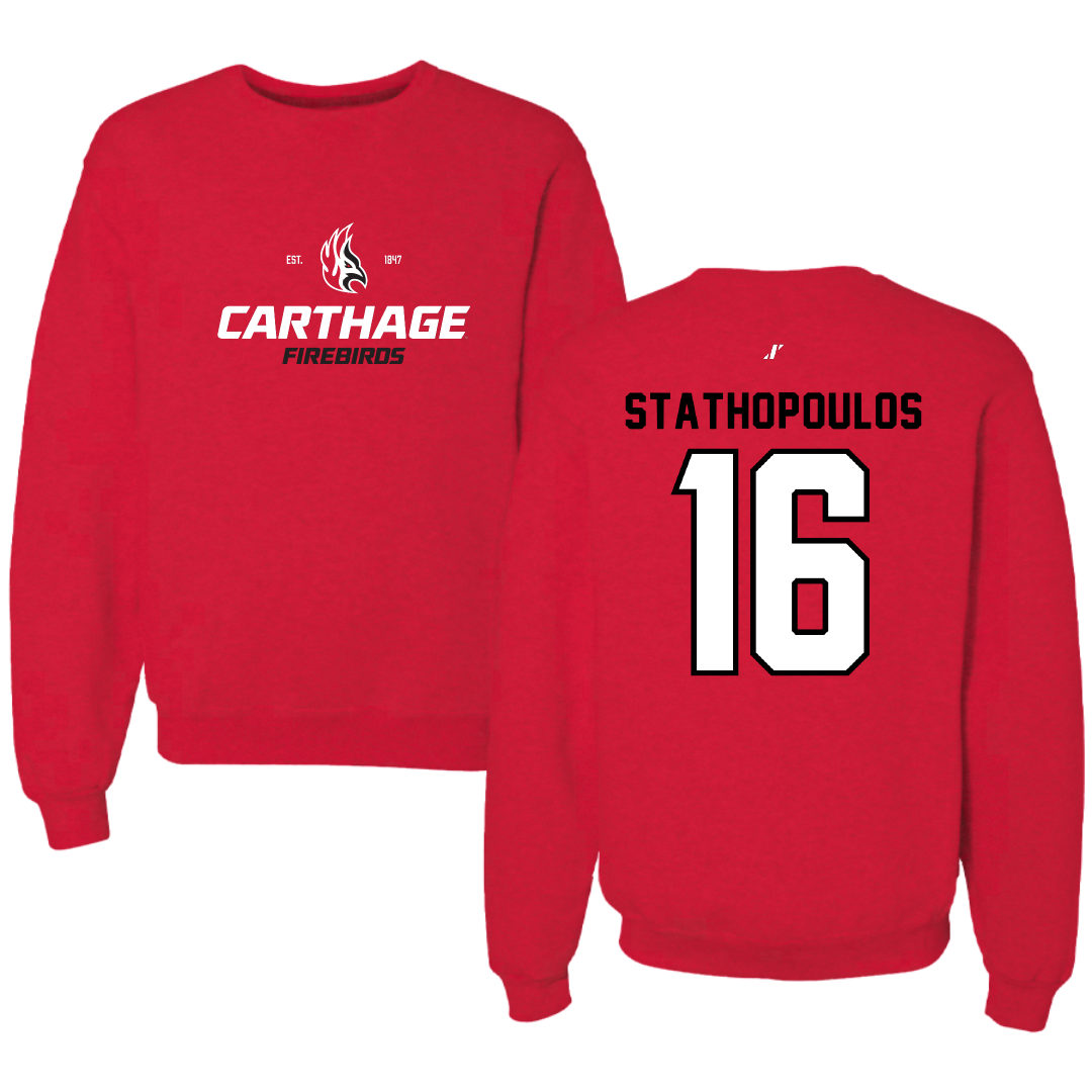 Carthage College Baseball Red General Crewneck - #16 Billy Stathopoulos