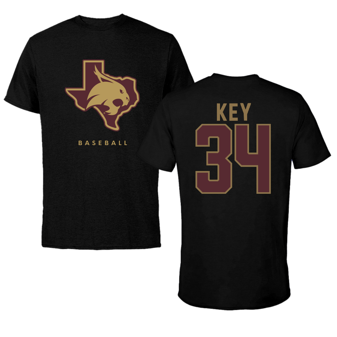 Texas State University Baseball Black Performance Tee - #34 Hayde Key