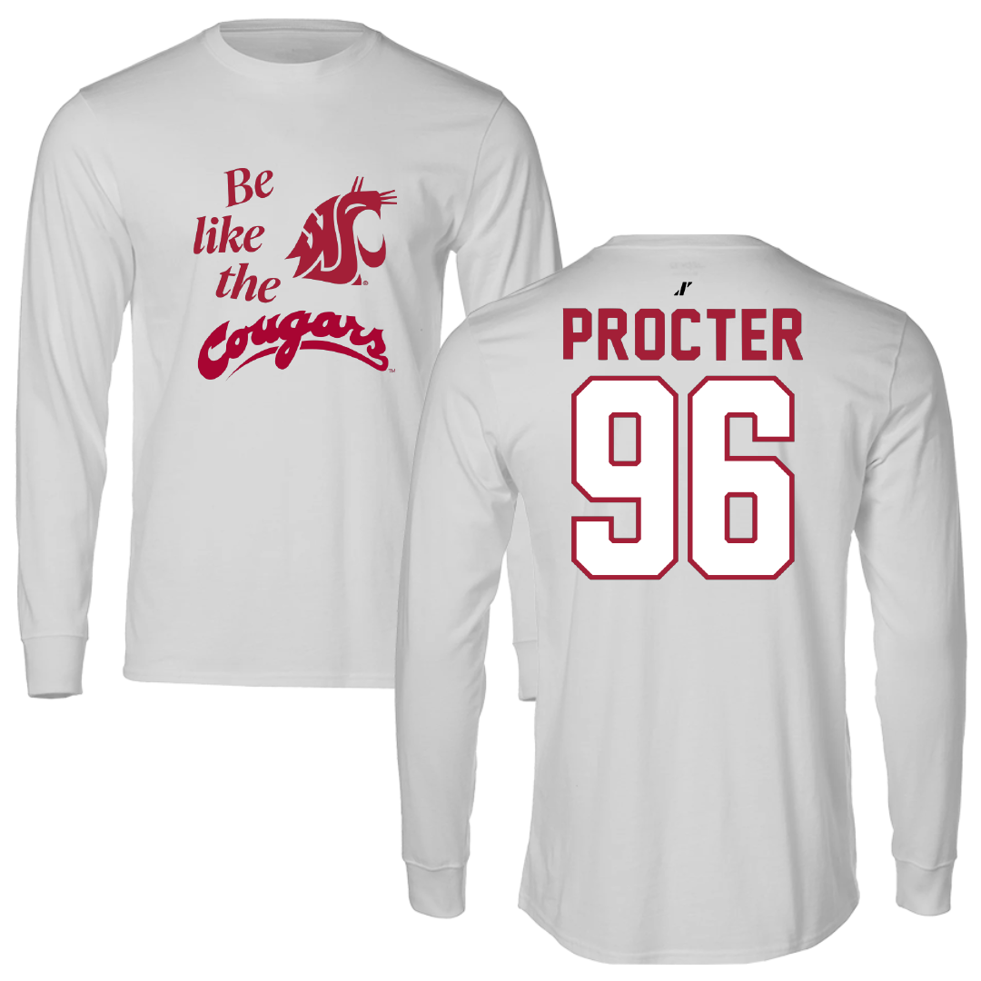 Washington State University Football Light Gray Be Like Us Long Sleeve - #96 Jack Procter