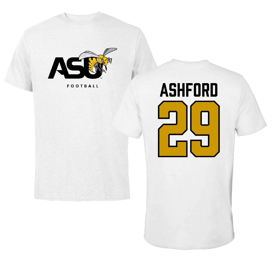 Alabama State University Football White ASU Tee - #29 Ashton Ashford