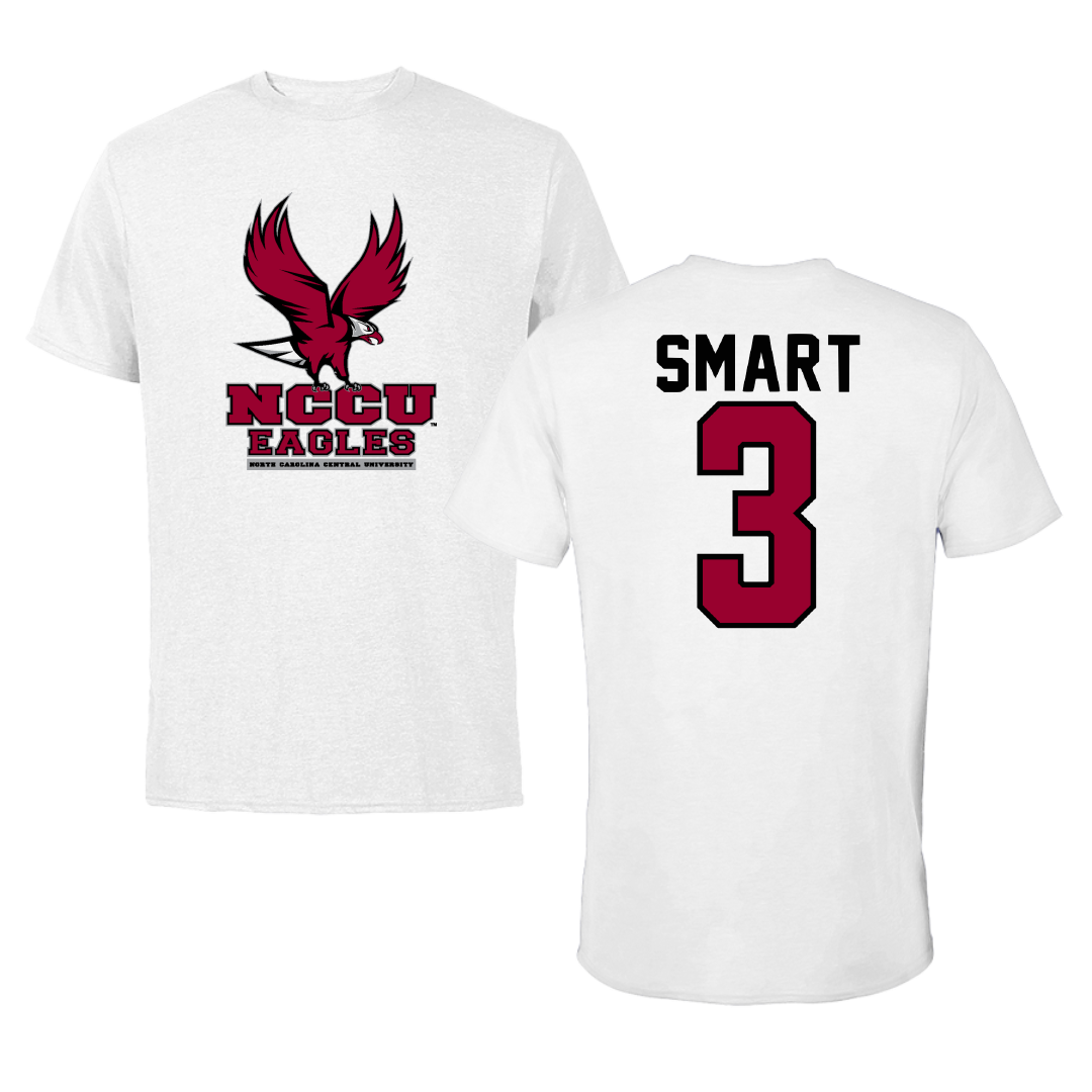 North Carolina Central University Basketball White Tee - #3 Aquan Smart