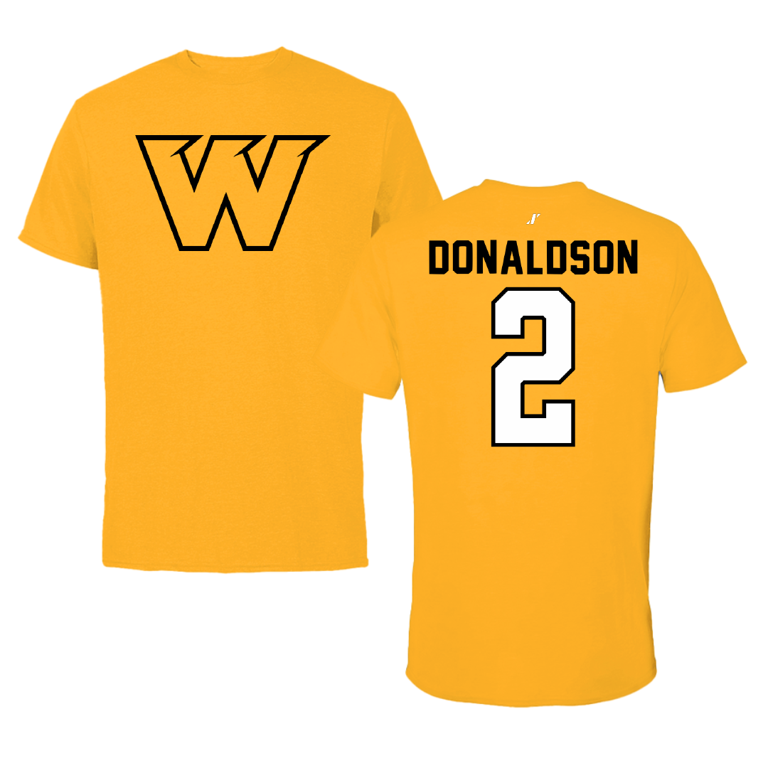 Wayne State College (Nebraska) Soccer Gold Tee - #2 Tyler Donaldson