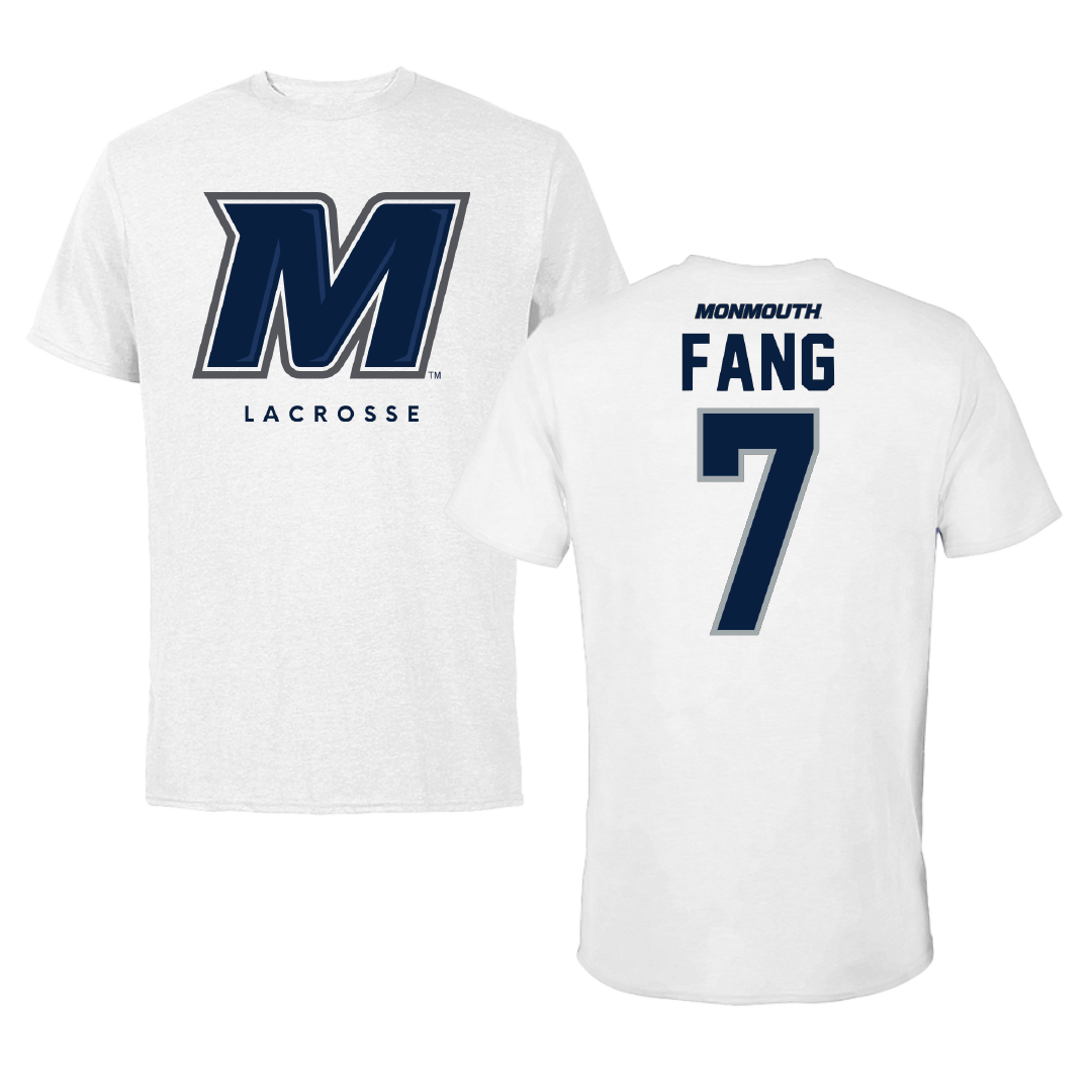 Monmouth University Lacrosse White Performance Tee - #7 Miles Fang