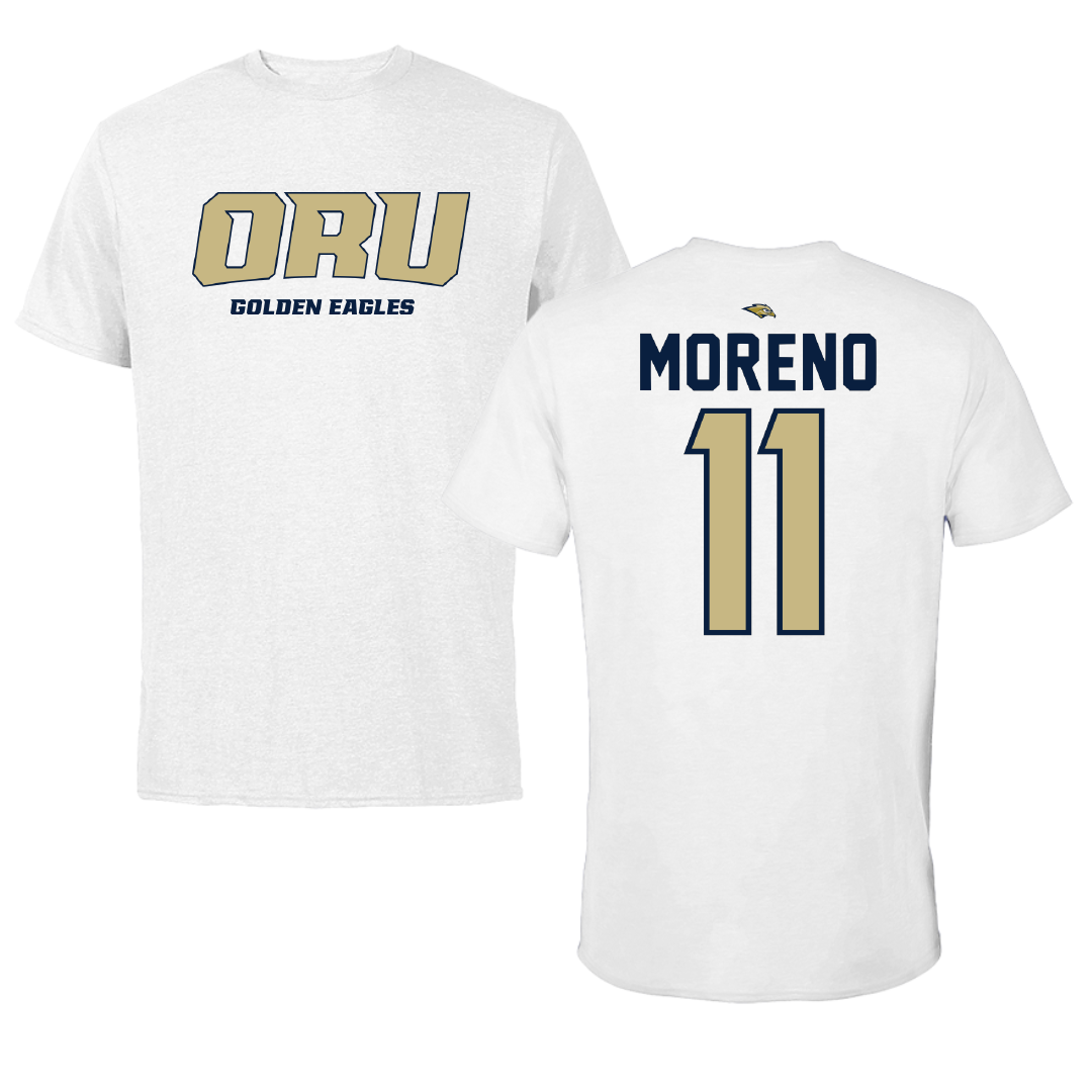 Oral Roberts University Soccer White Performance Tee - #11 Juan Moreno