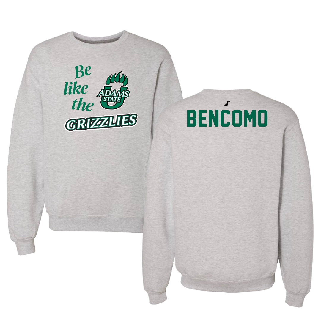 Adams State University Baseball Light Gray Be Like Us Crewneck - Xander Bencomo