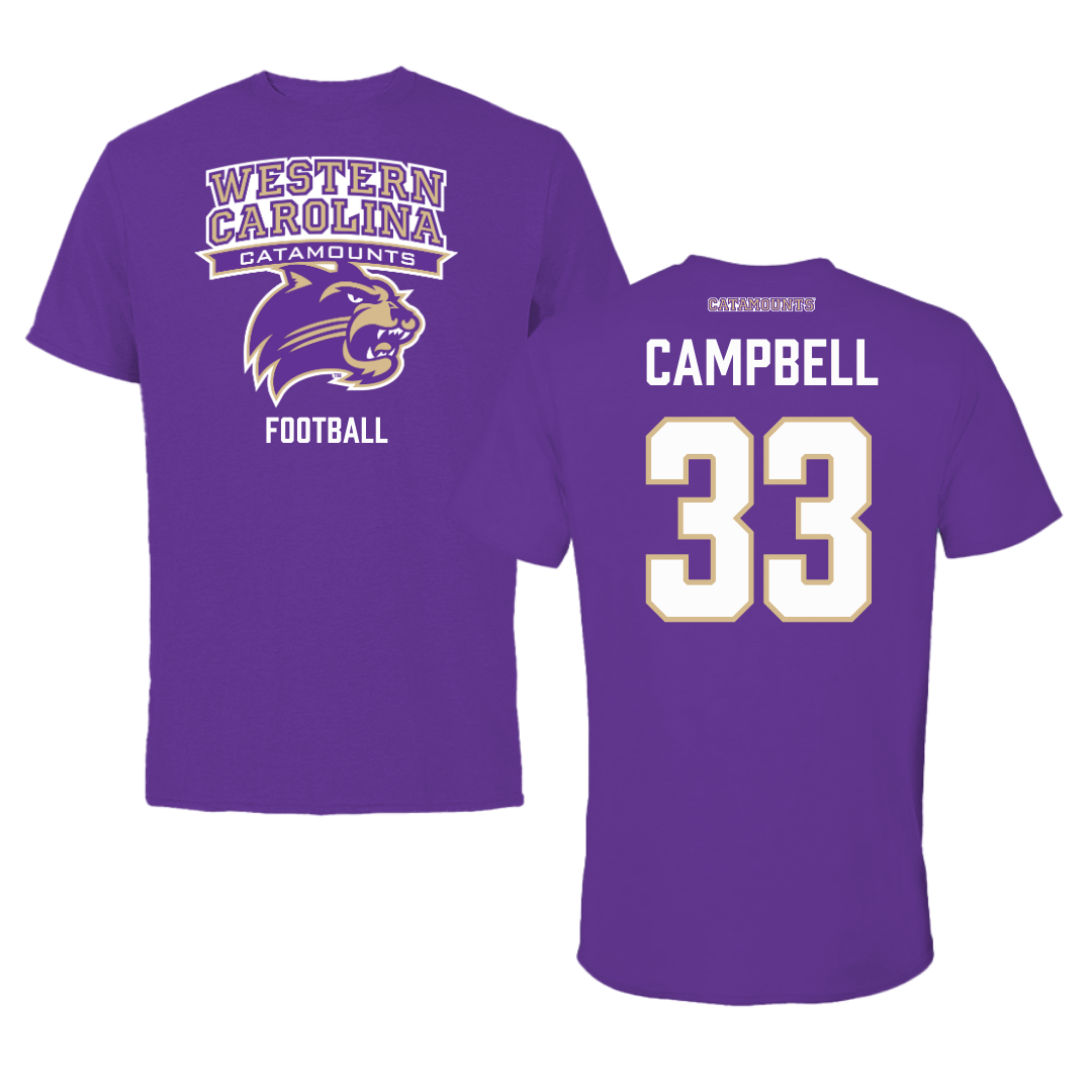 Western Carolina University Football Purple Tee - #33 Lee Campbell