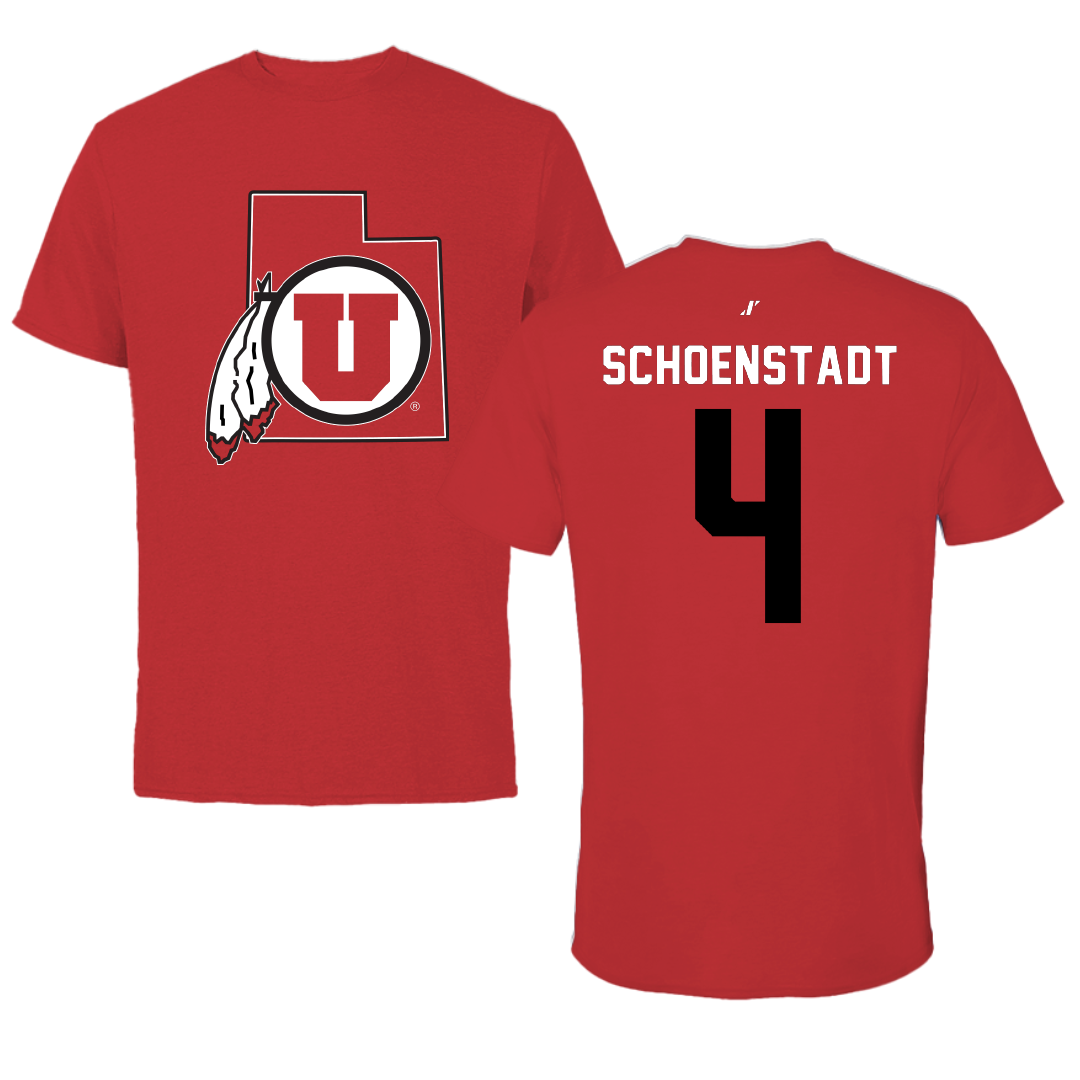 University of Utah Soccer Red State Performance Tee - #4 Alex Schoenstadt