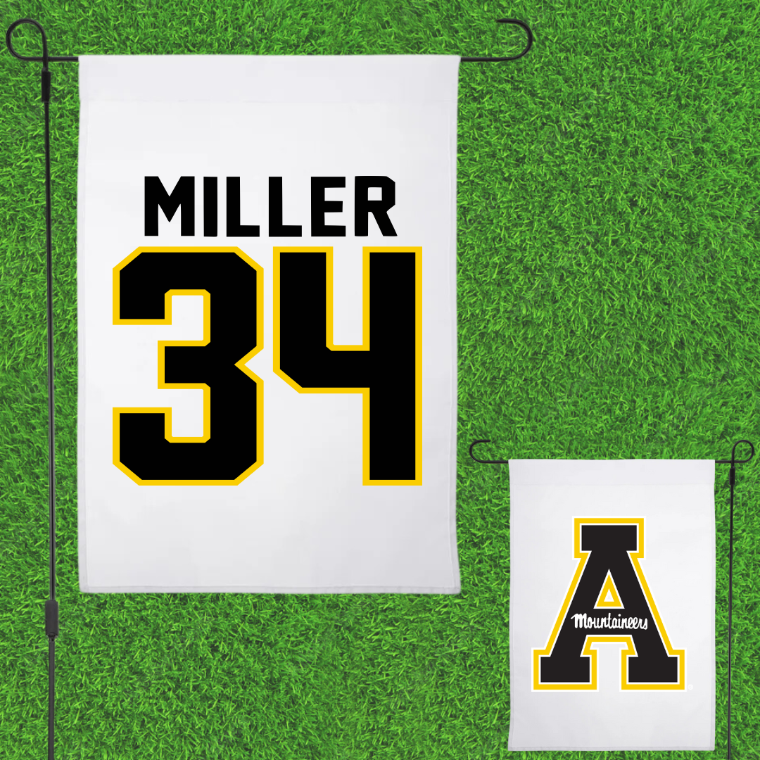 Appalachian State University Baseball White Garden Flag - #34 Kameron Miller