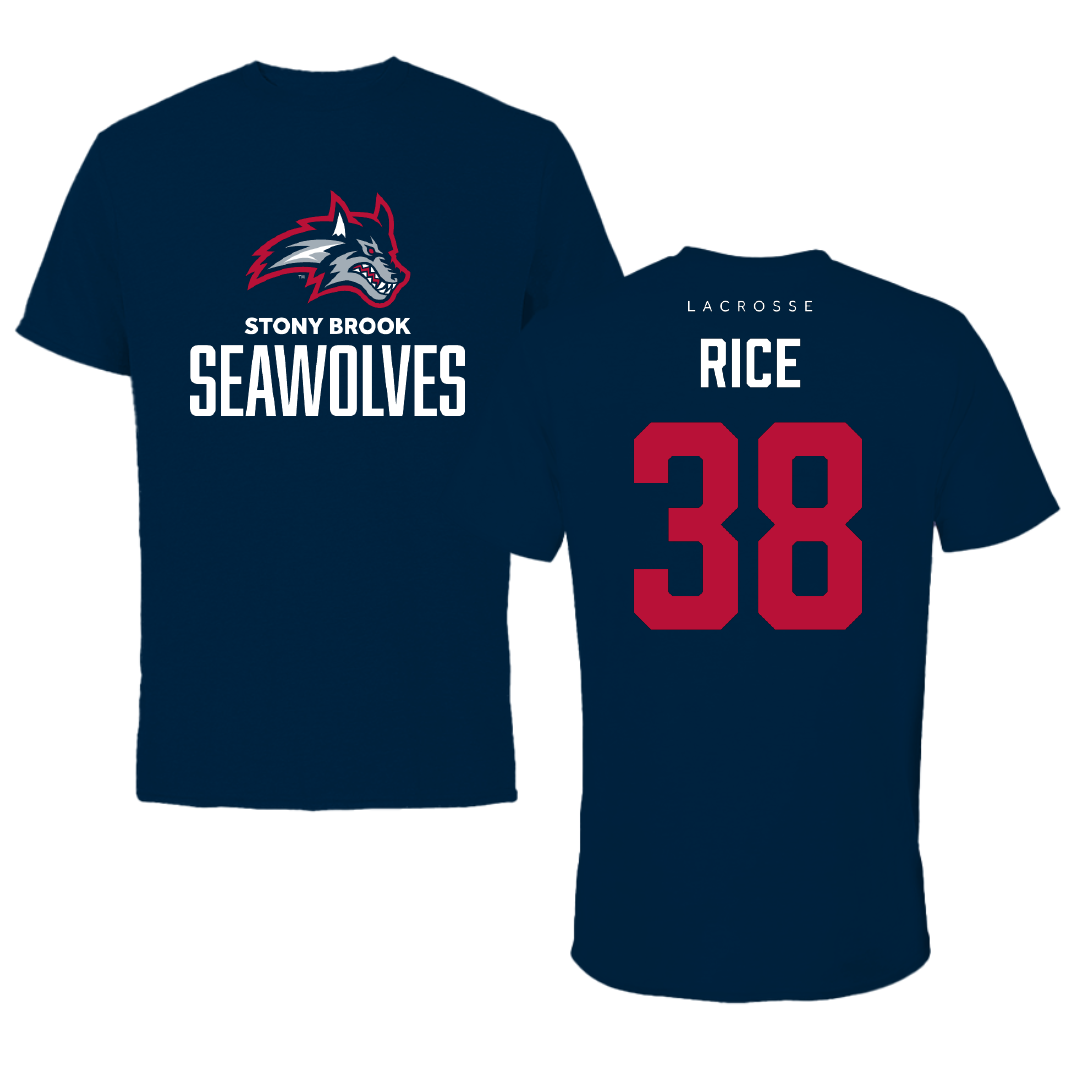 Stony Brook University Lacrosse Navy Performance Tee - #38 Joey Rice