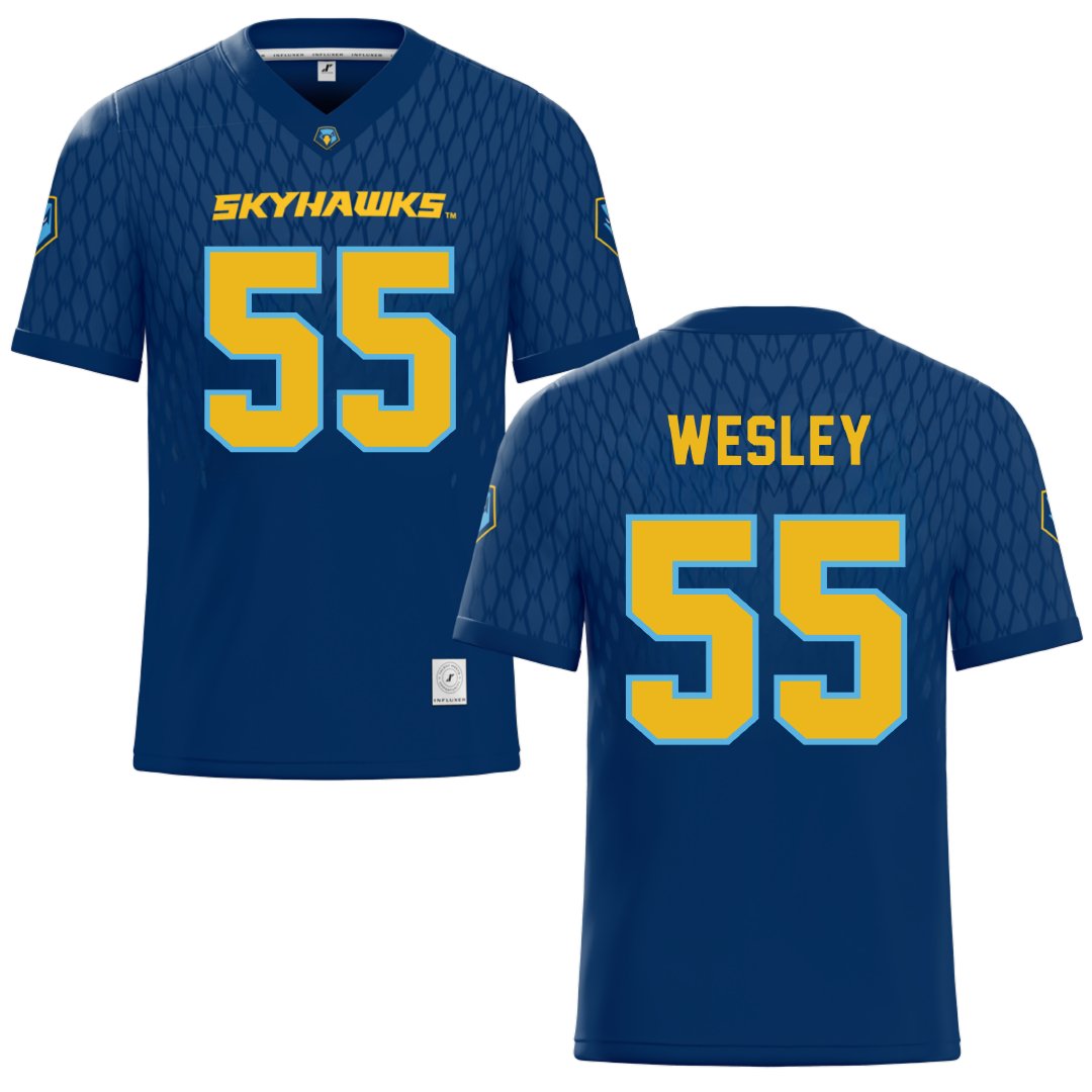 Point University Navy Football Jersey - #55 Justyn Wesley