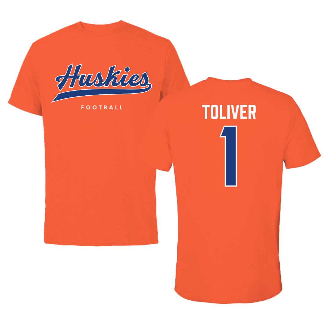 Houston Christian University Football Orange Performance Tee - #1 Xavier Toliver