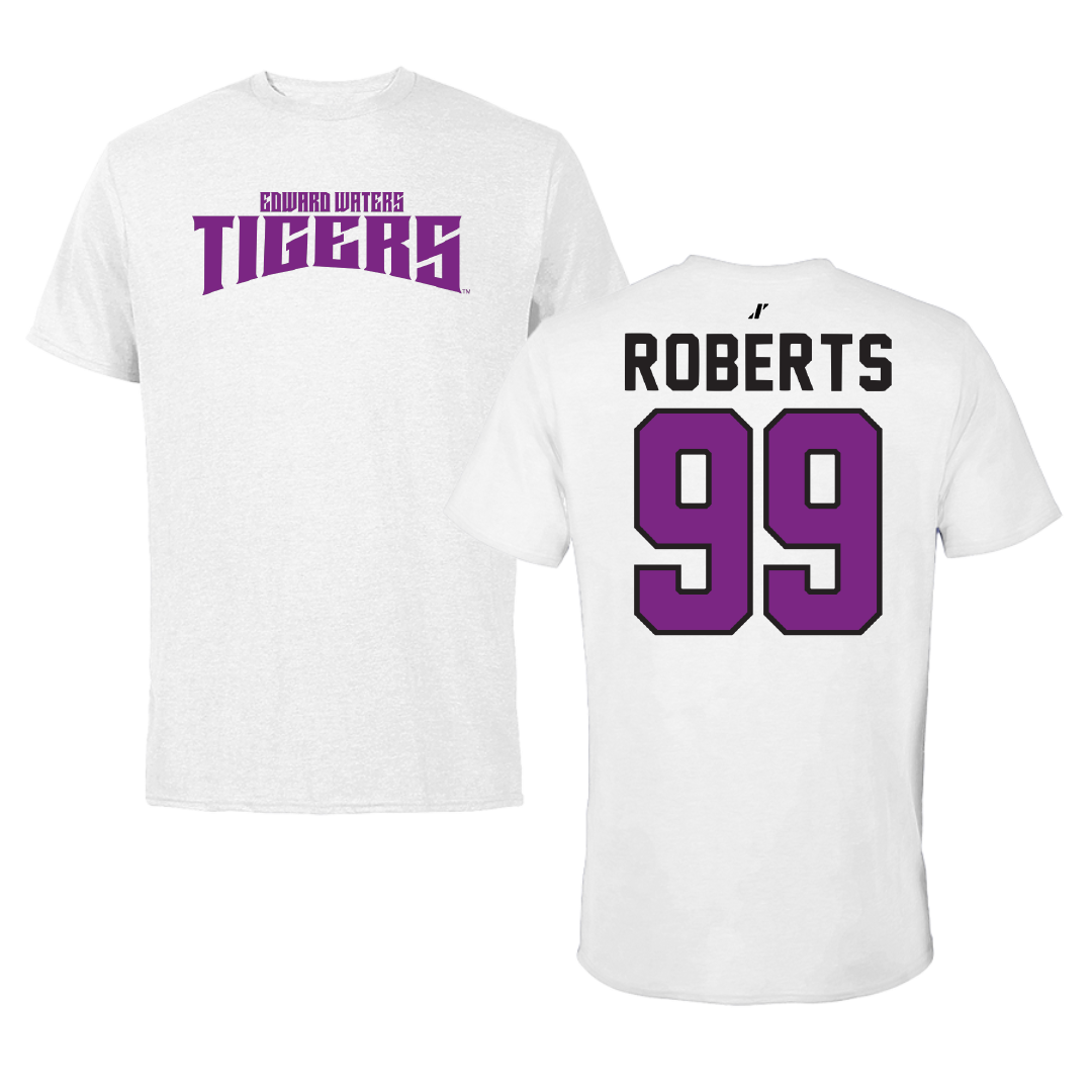 Edward Waters University Football White Classic Performance Tee - #99 Ethan Roberts