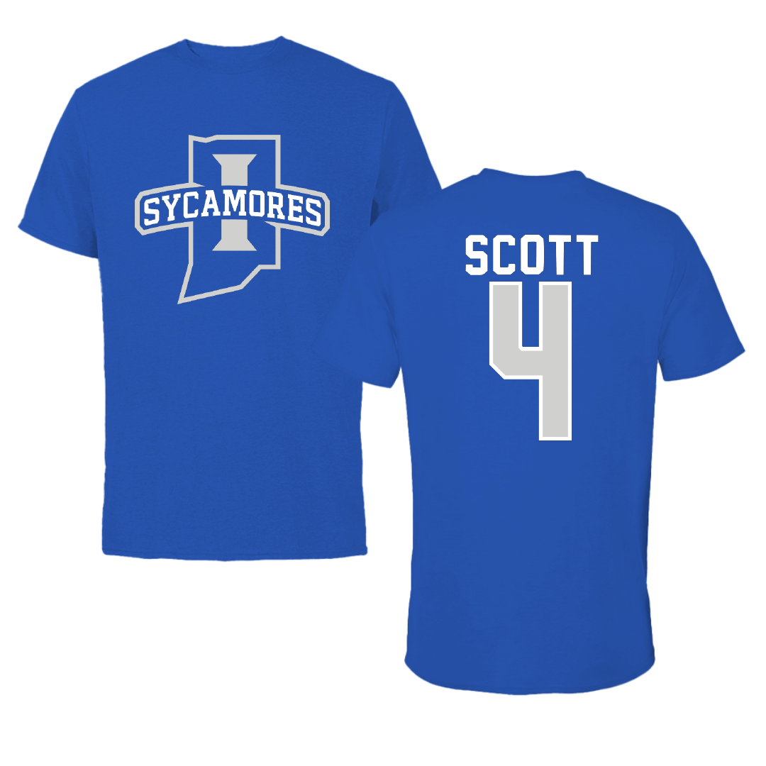 Indiana State University Volleyball Blue Mascot Performance Tee - #4 Ella Scott