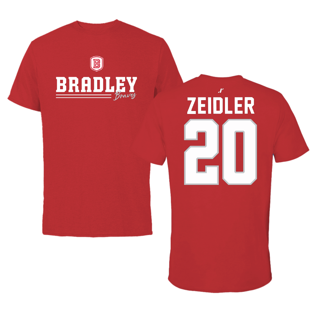 Bradley University Baseball Red General Tee - #20 Theo Zeidler