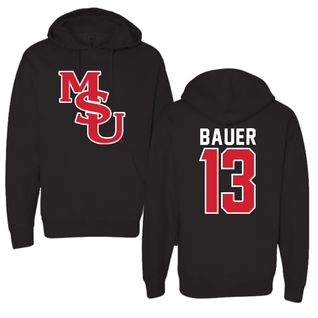Minot State University Baseball Black Hoodie - #13 Ian Bauer