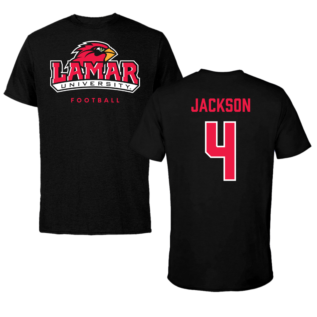 Lamar University Football Black Performance Tee - #4 Jaymond Jackson