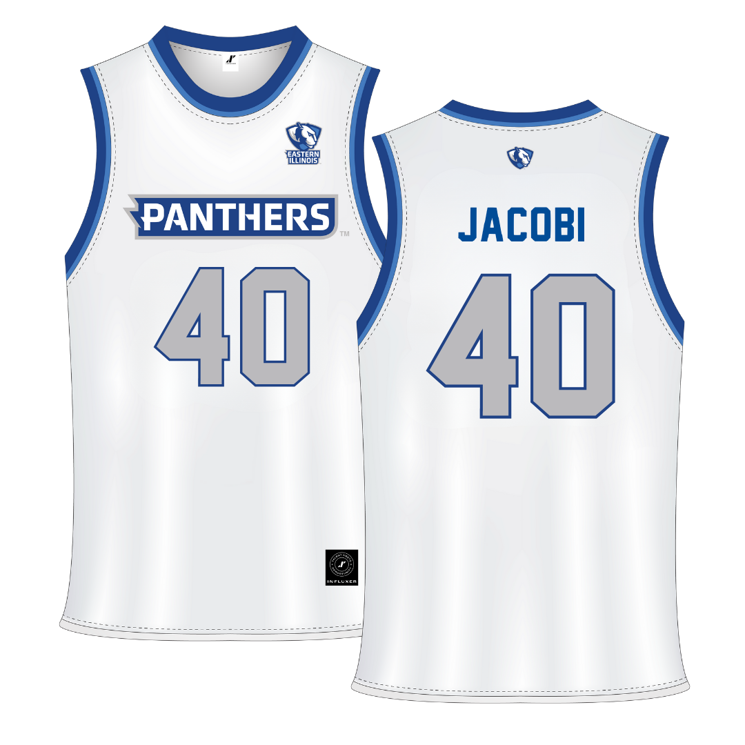 Eastern Illinois University White Basketball Jersey - #40 Kooper Jacobi