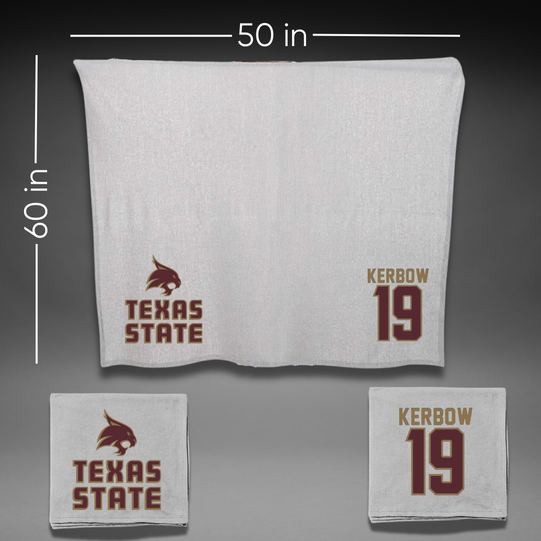 Texas State University Baseball Gray Blanket - #19 Dylan Kerbow