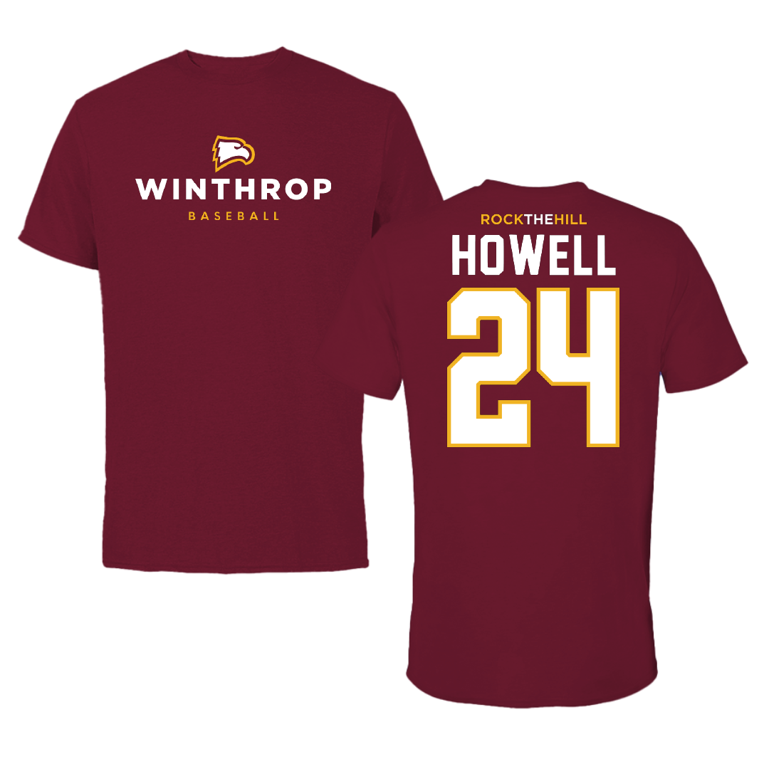 Winthrop University Baseball Garnet Tee - #24 Dylan Howell