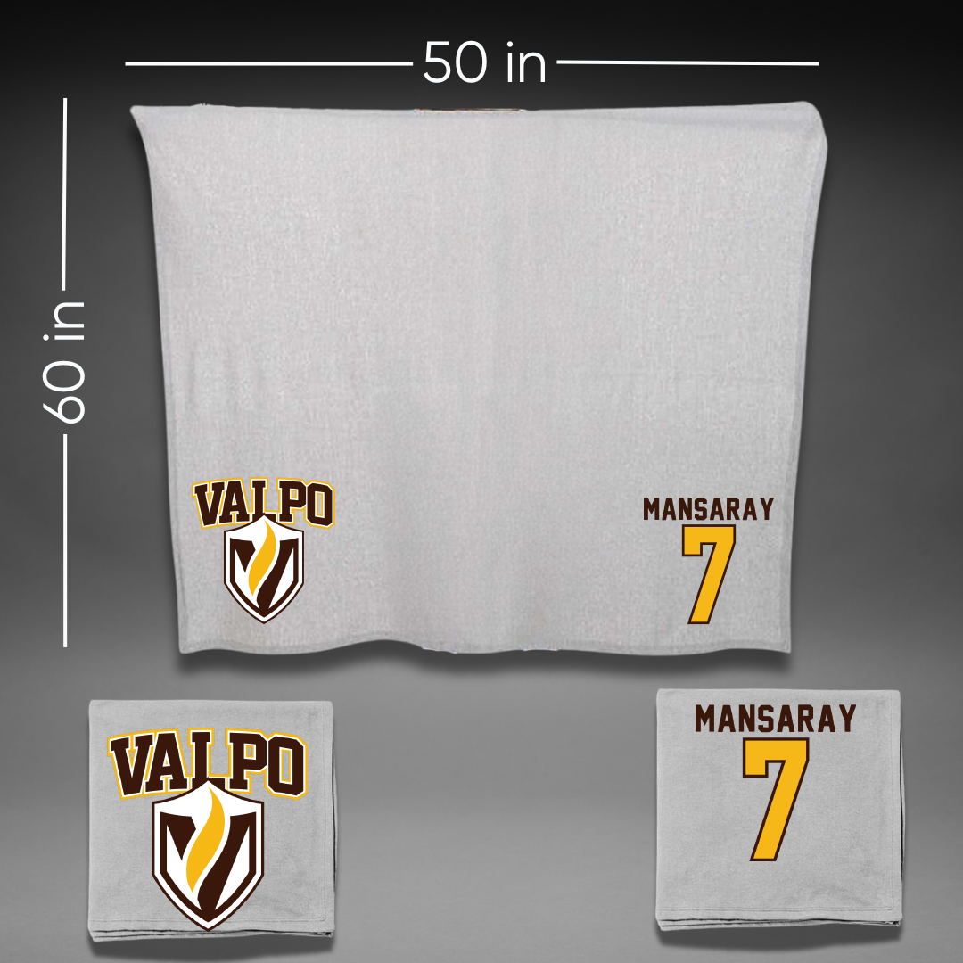 Valparaiso University Football Gray Blanket - #7 Michael Mansaray