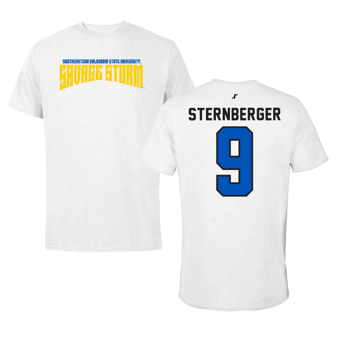 Southeastern Oklahoma State University Football White Classic Performance Tee - #9 Jaxon Sternberger