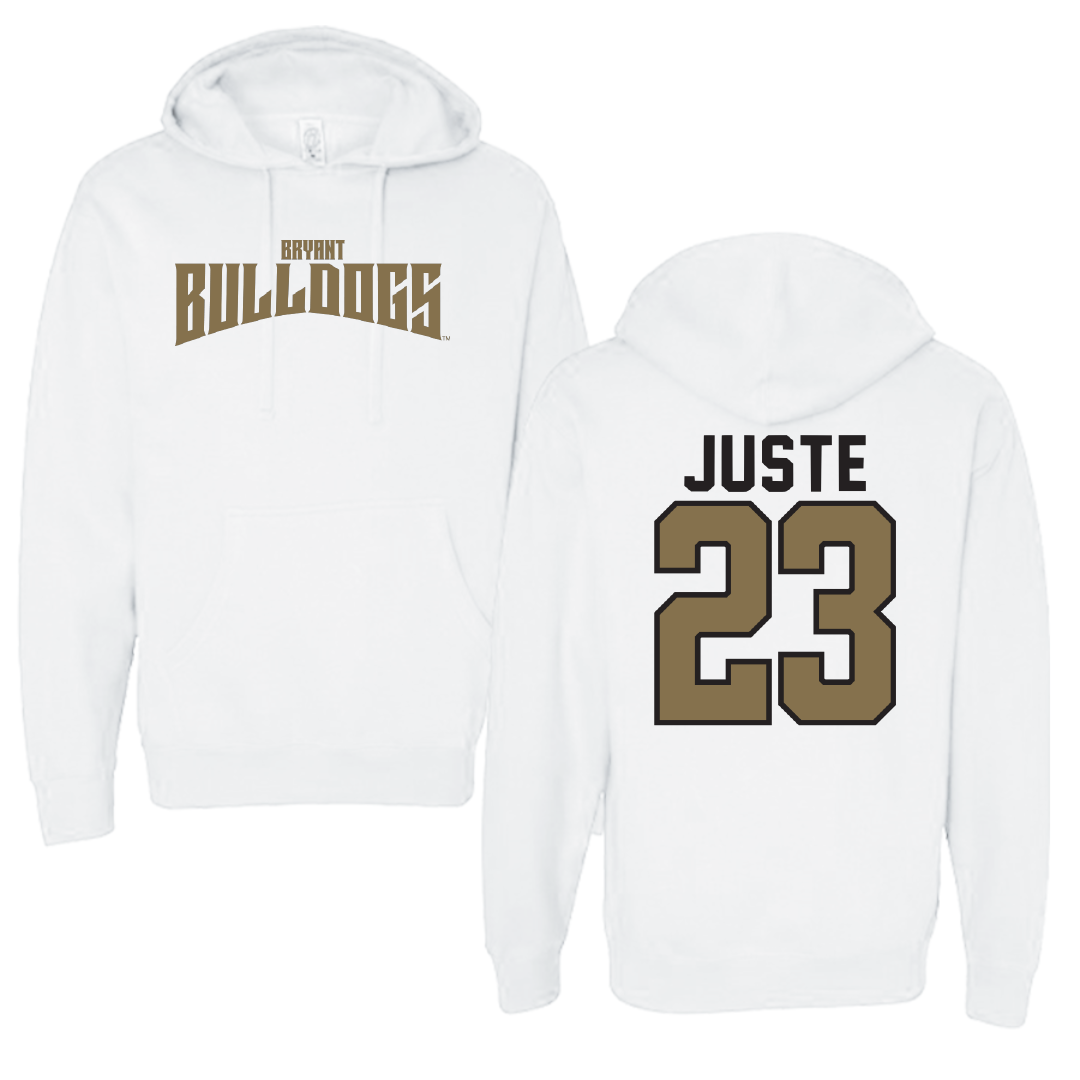 Bryant University Football White Classic Hoodie - #23 Azarel Juste
