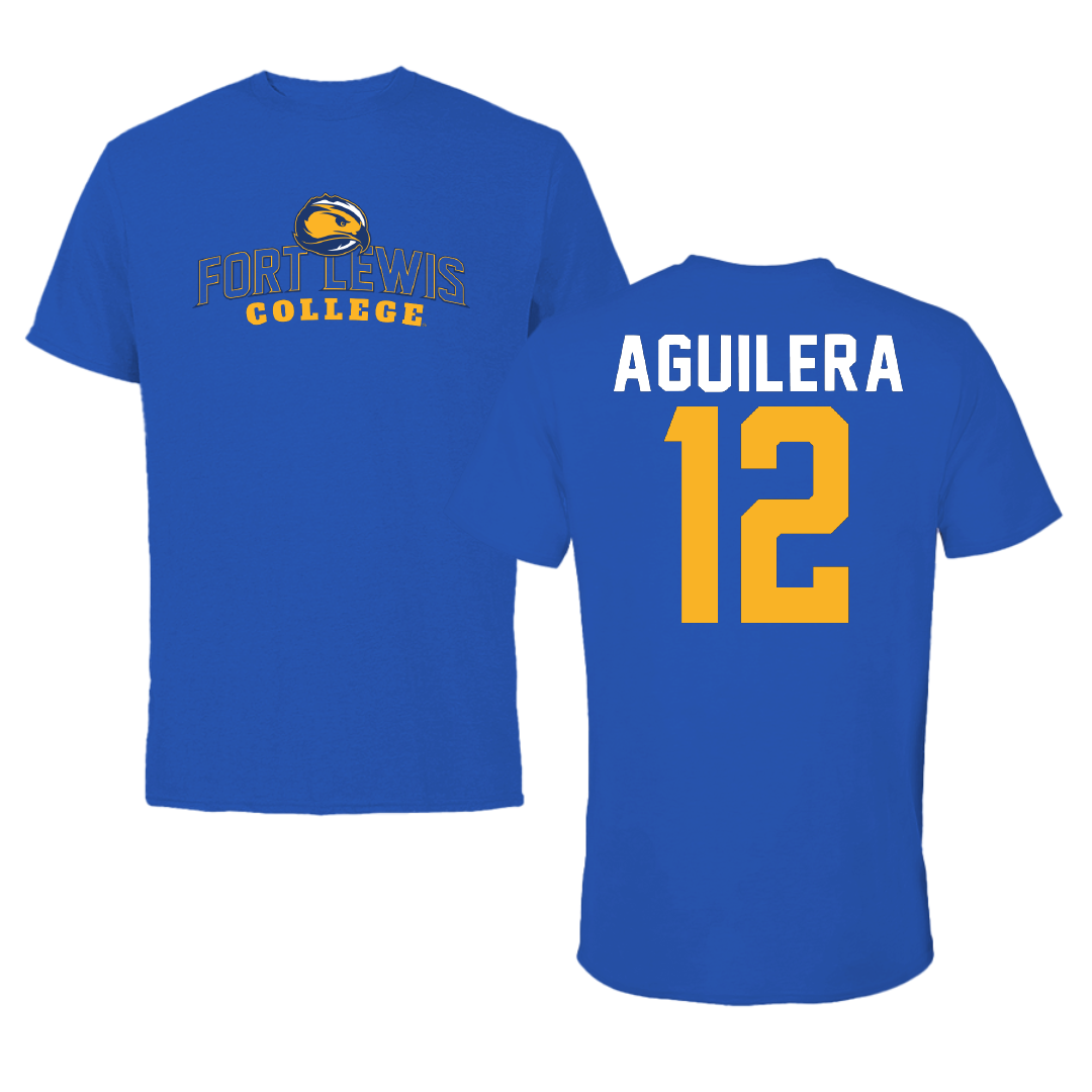 Fort Lewis College Soccer Blue Performance Tee - #12 Fabrizio Aguilera