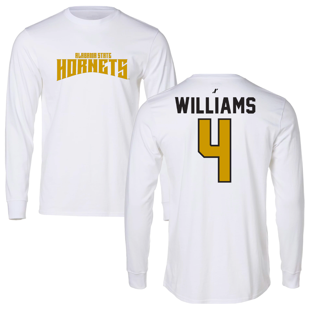 Alabama State University Soccer White Classic Performance Long Sleeve - #4 Tatyana Williams