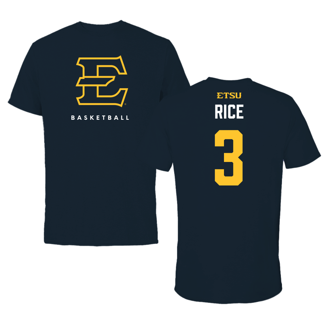 East Tennessee State University Basketball Navy Performance Tee - #3 Tyler Rice