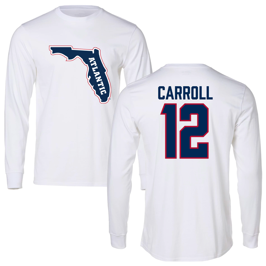 Florida Atlantic University Basketball White Performance Long Sleeve - #12 Tre Carroll