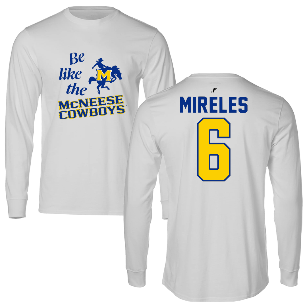 McNeese State University Softball Light Gray Be Like Us Performance Long Sleeve - #6 Adriana Mireles