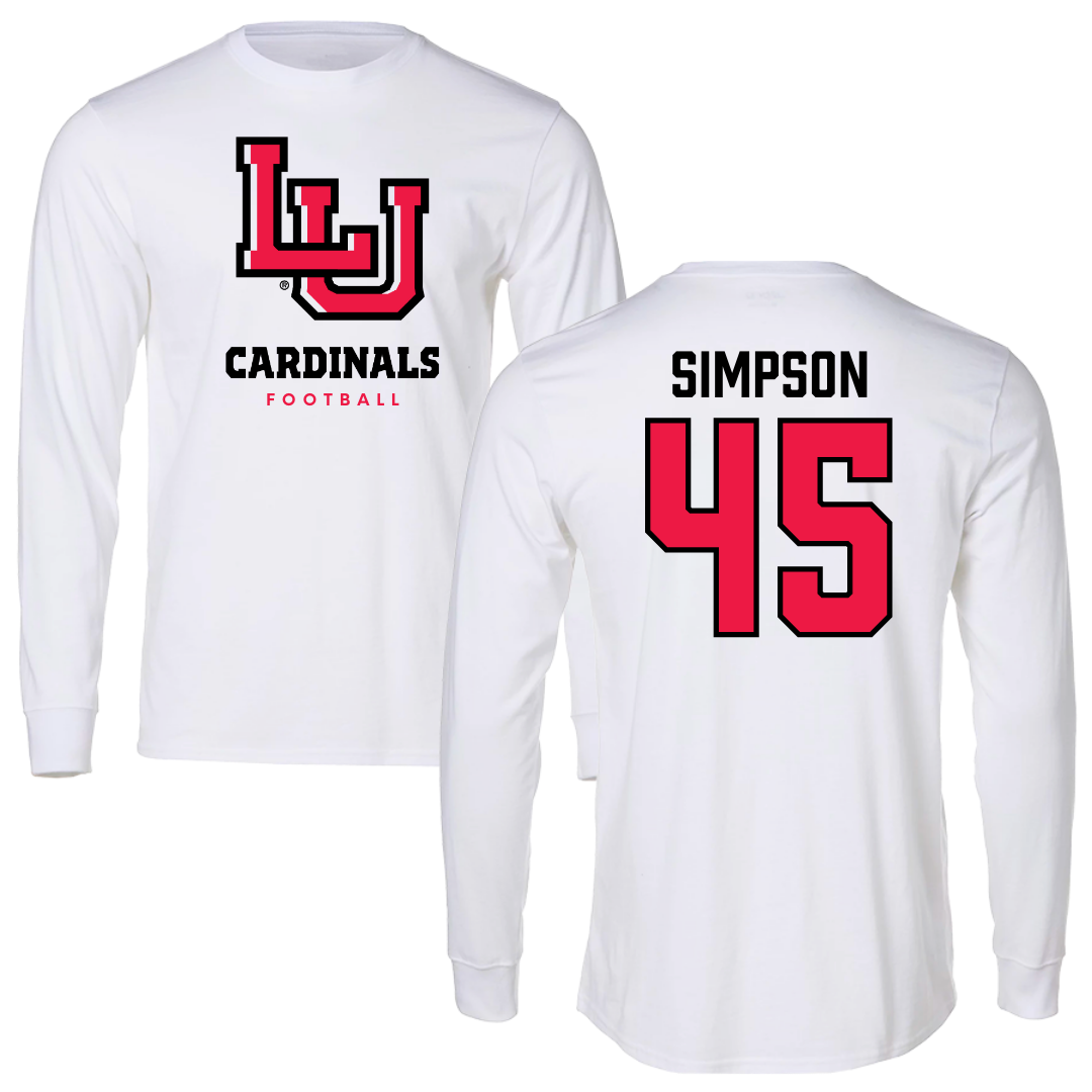 Lamar University Football White Performance Long Sleeve - #45 Kei'trone Simpson