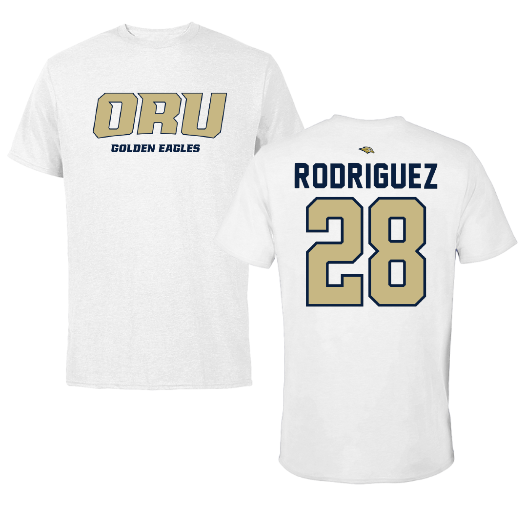 Oral Roberts University Soccer White Performance Tee - #28 Luci Rodriguez