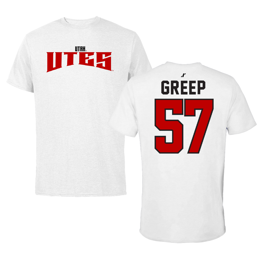 University of Utah Football White Classic Performance Tee - #57 JT Greep