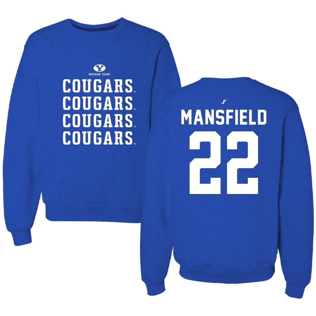 Brigham Young University Softball Blue General Crewneck - #22 Miranda Mansfield