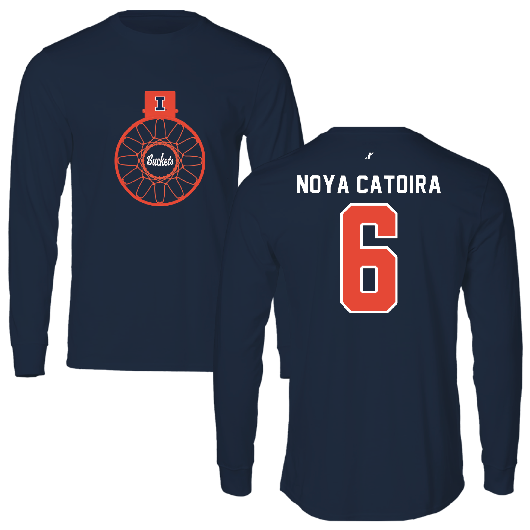 University of Illinois Basketball Navy Buckets Long Sleeve - #6 Irene Noya Catoira