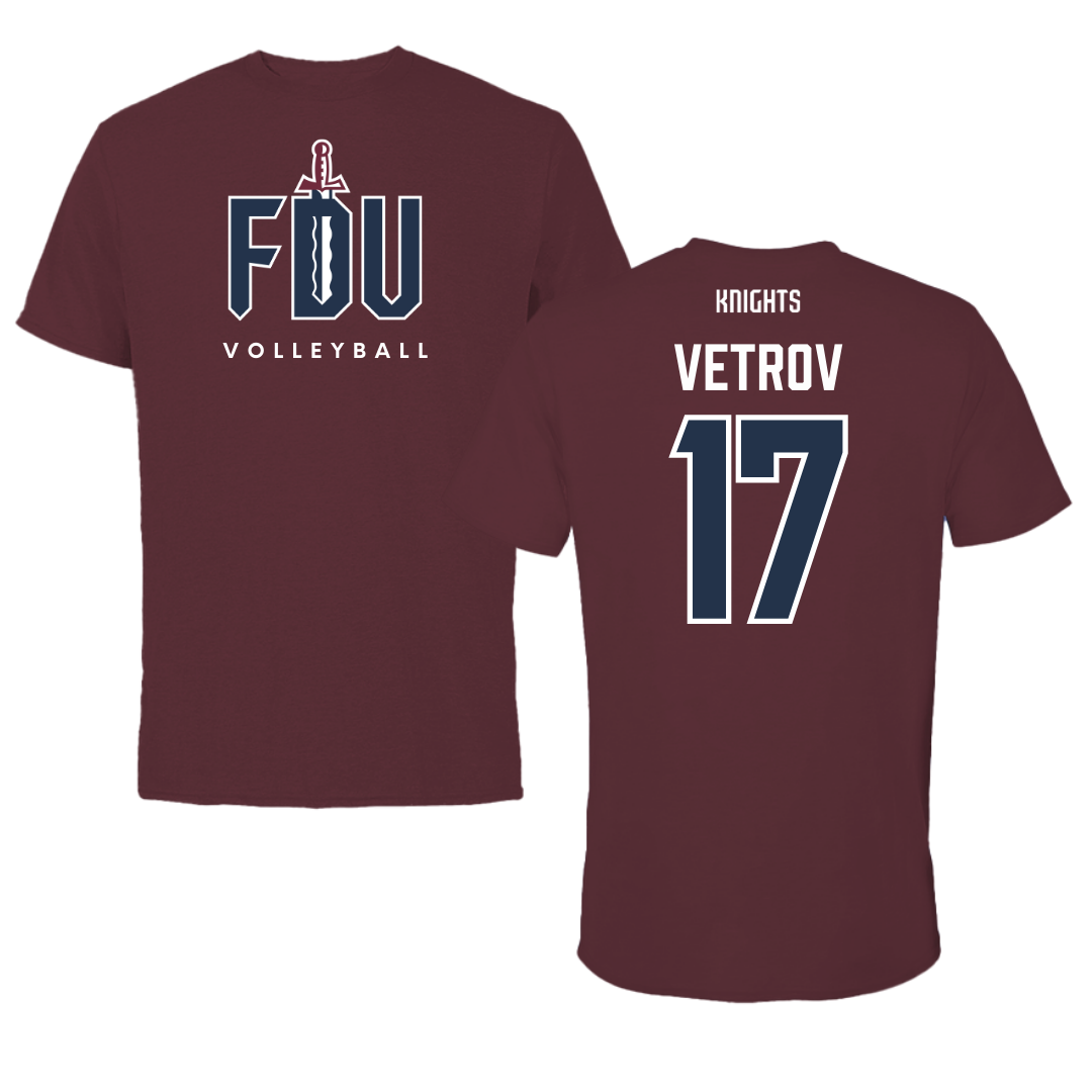 Fairleigh Dickinson University-Metropolitan Campus Volleyball Maroon Performance Tee - #17 Artem Vetrov
