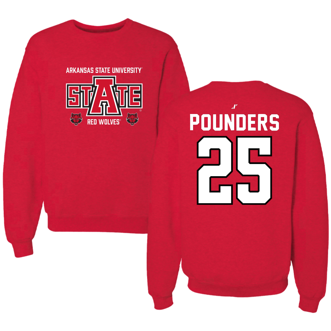 Arkansas State University Softball Red General Crewneck - #25 Katie Pounders