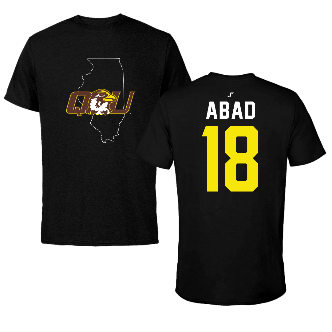 Quincy University Football Black State Performance Tee - #18 Barah Abad