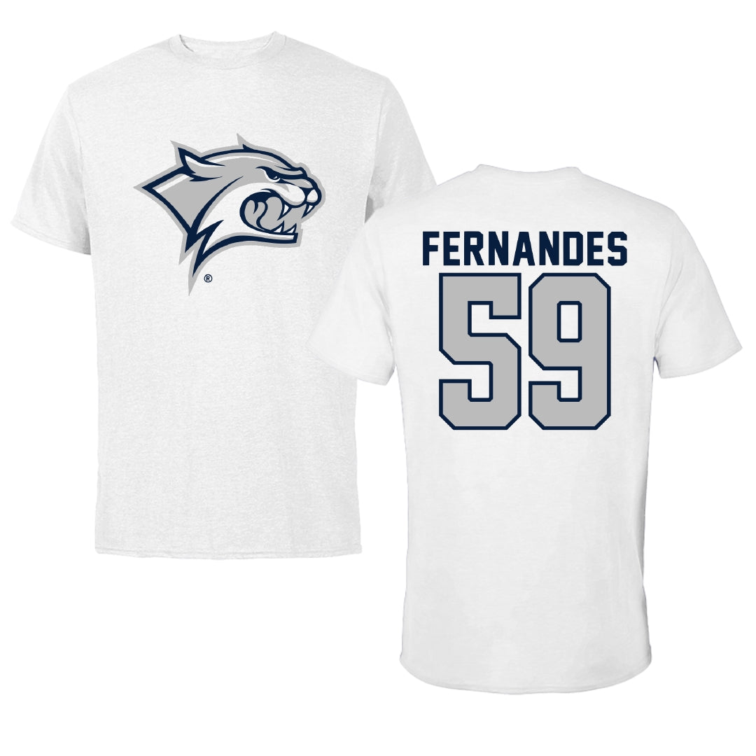 University of New Hampshire Football White Tee - #59 Ricardo Fernandes