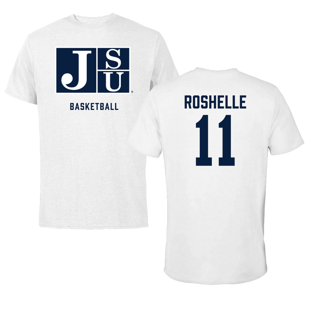 Jackson State University Basketball White Performance Tee - #11 Madison Roshelle