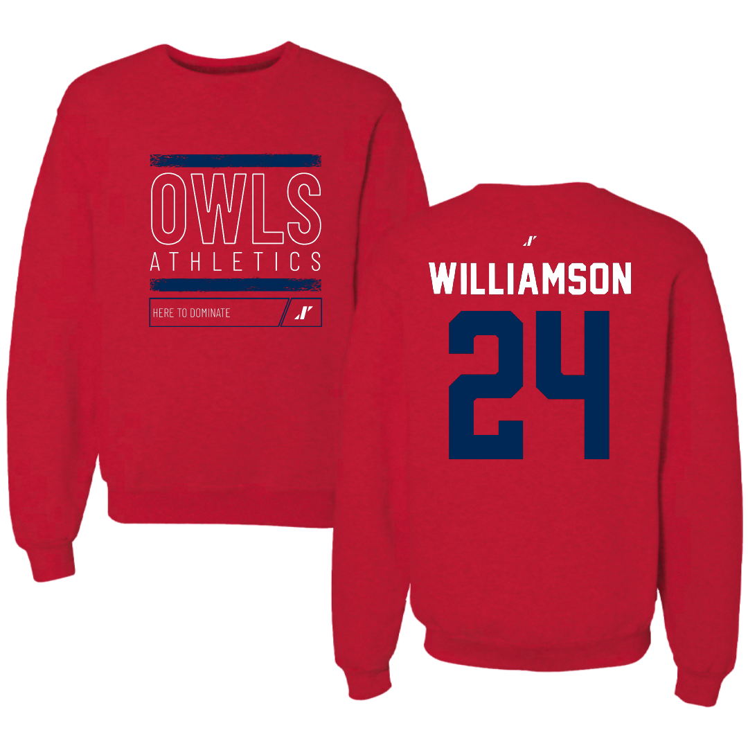Florida Atlantic University Soccer Red Dominate Crewneck - #24 Noel Williamson