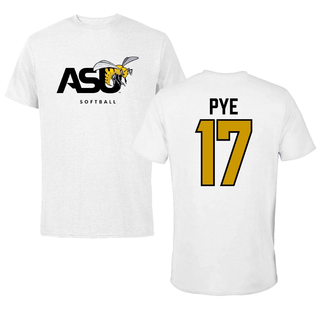 Alabama State University Softball White ASU Performance Tee - #17 Ashley Pye