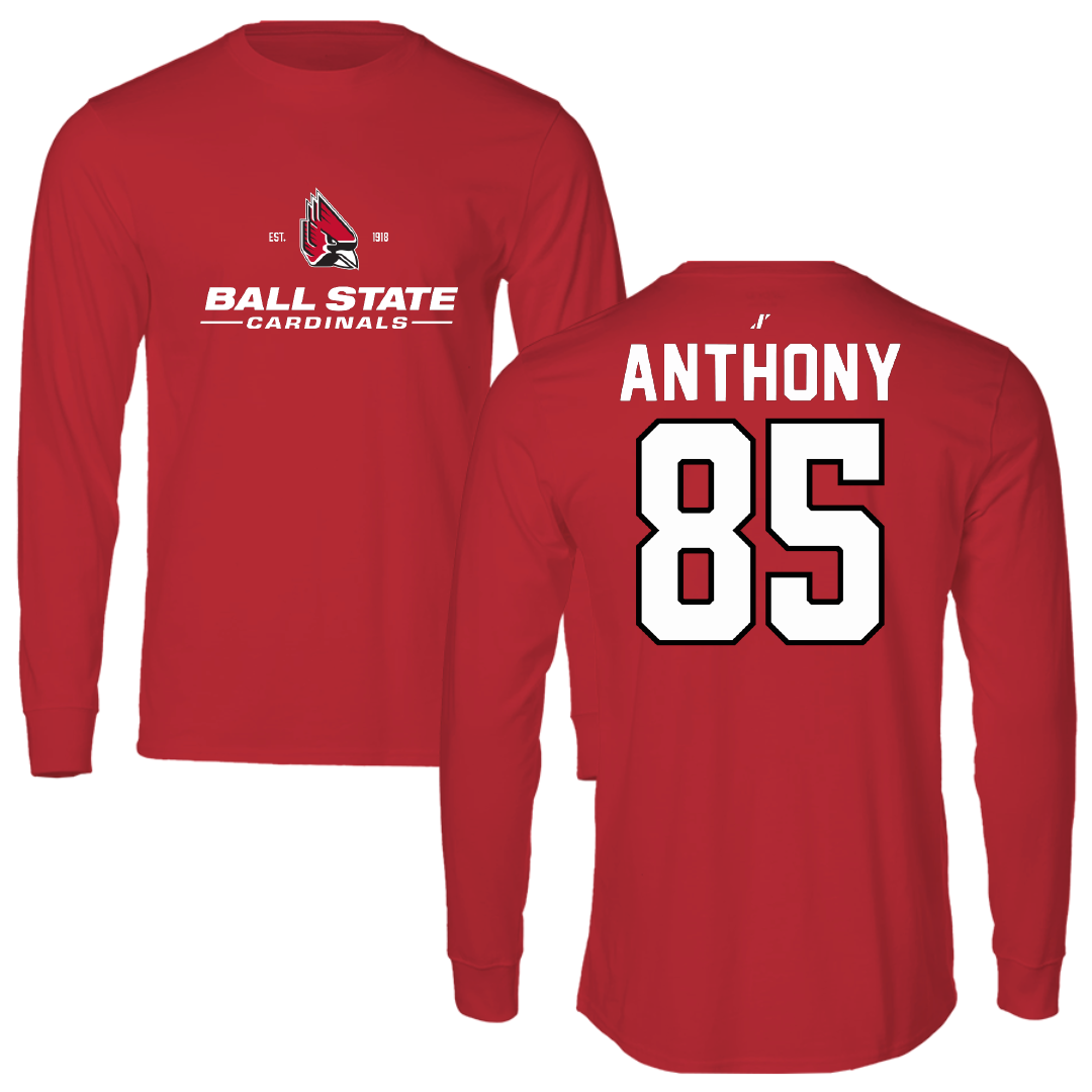Ball State University Football Red General Performance Long Sleeve - #85 Kameron Anthony