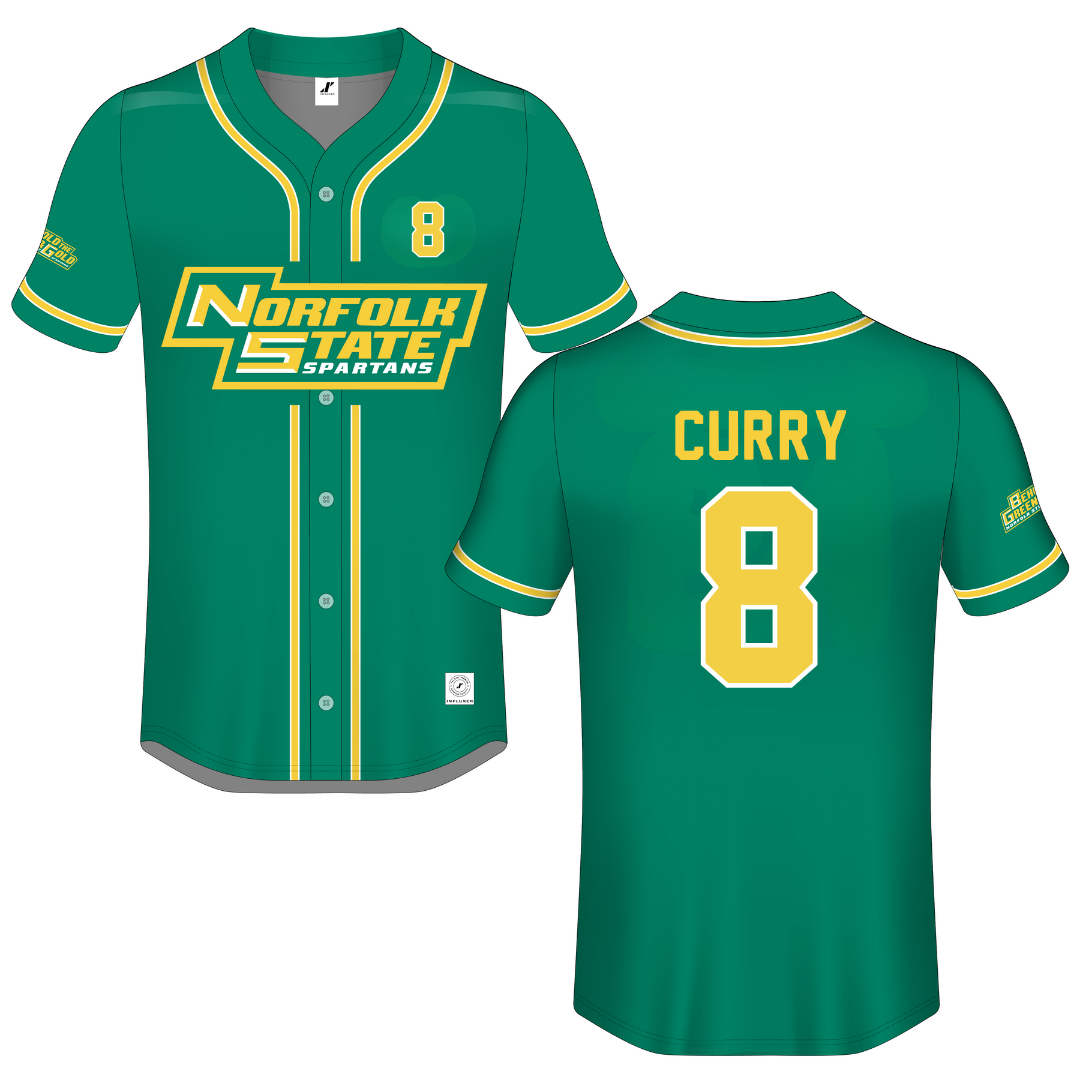 Norfolk State University Green Button-Down Jersey - #8 Collin Curry