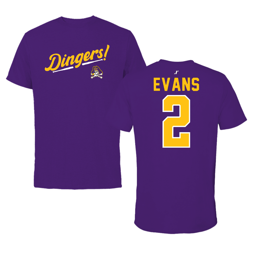 East Carolina University Softball Purple Dingers Tee - #2 Hannah Evans
